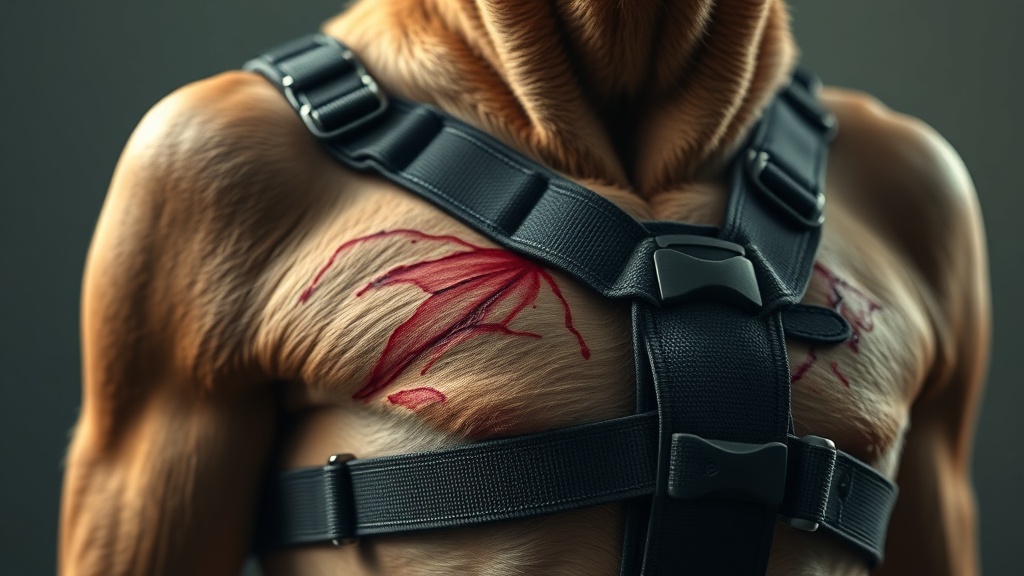 armpit chafing severe wounds from heavy duty dog harnesses