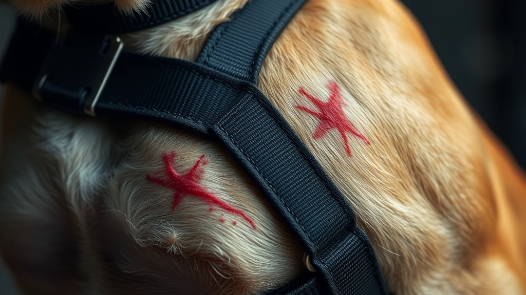 armpit chafing severe wounds from heavy duty dog harnesses