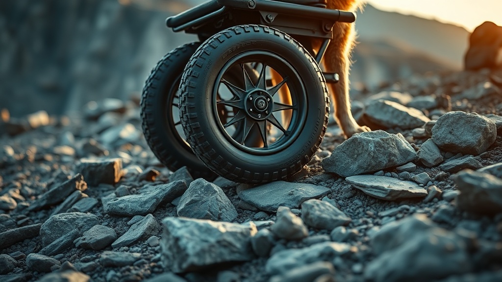 all terrain dog wheelchair tires deflating on sharp rocks